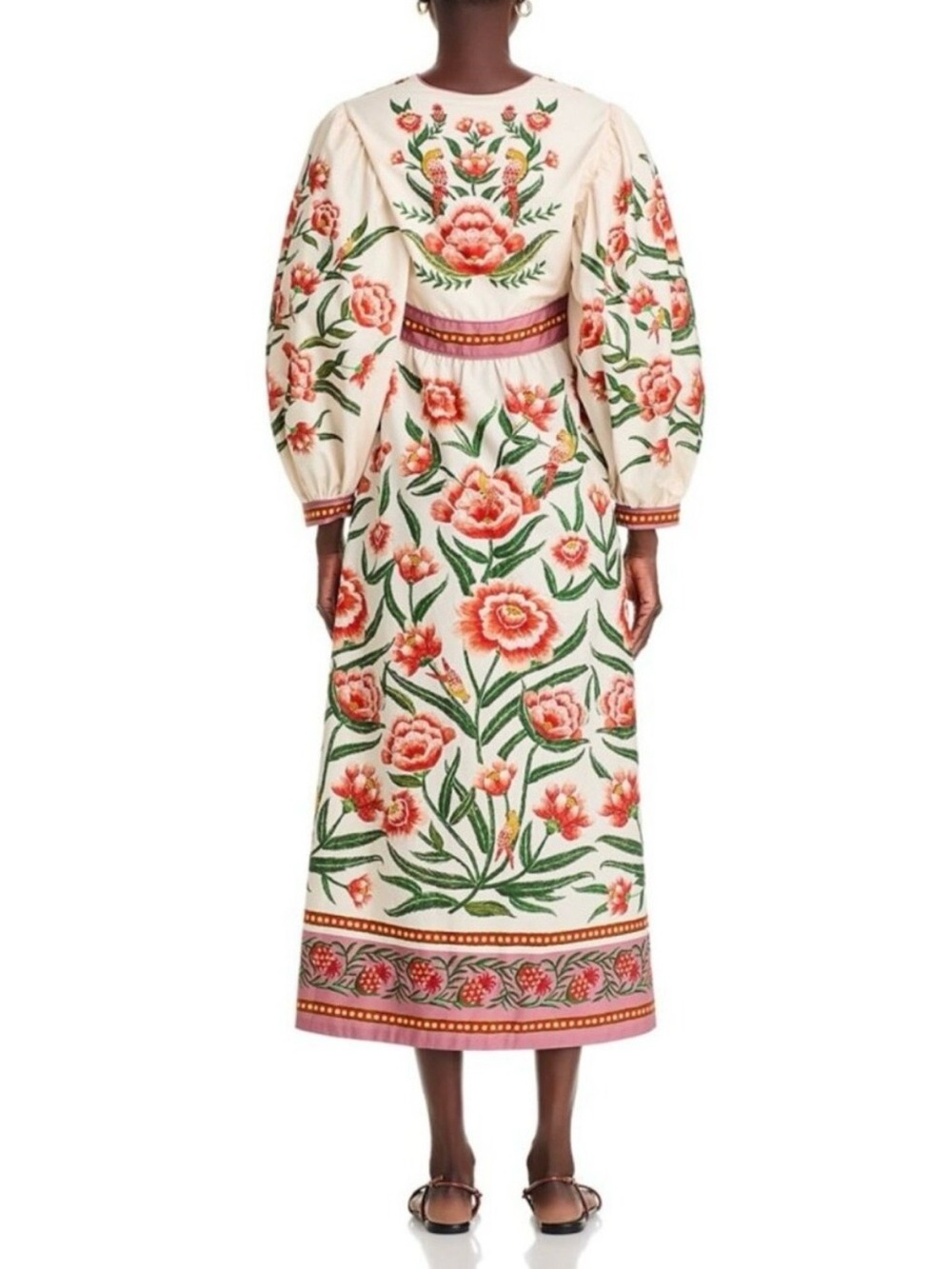 FARM Rio Ainika Floral Print Maxi Dress, Cream/Red NWT - Picture 2 of 14
